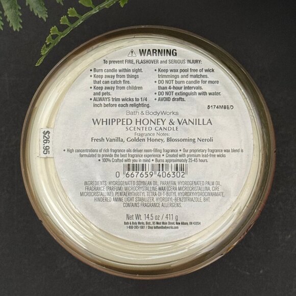 BBW Whipped Honey & Vanilla Bath & Body Works 3 Wick Candle - Picture 10 of 10